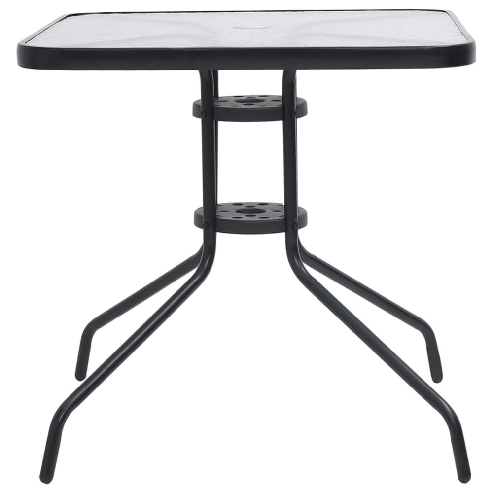vidaXL Patio Table Black 27.6"x27.6"x27.6" Steel. Picture 2