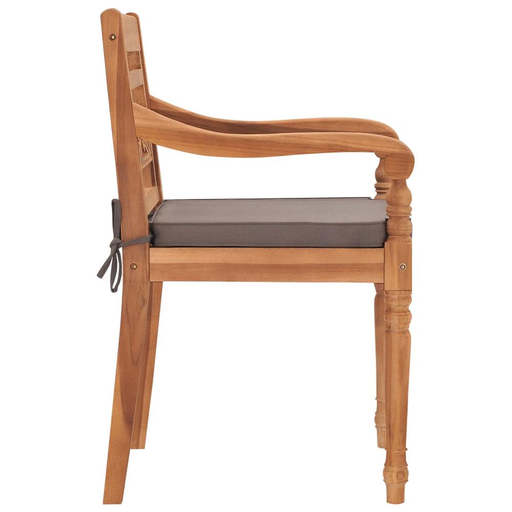 vidaXL Batavia Chairs 2 pcs with Dark Gray Cushions Solid Teak Wood. Picture 4