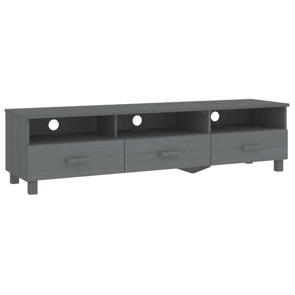 vidaXL TV Cabinet Dark Gray 62.2"x15.7"x15.7" Solid Wood Pine. Picture 2