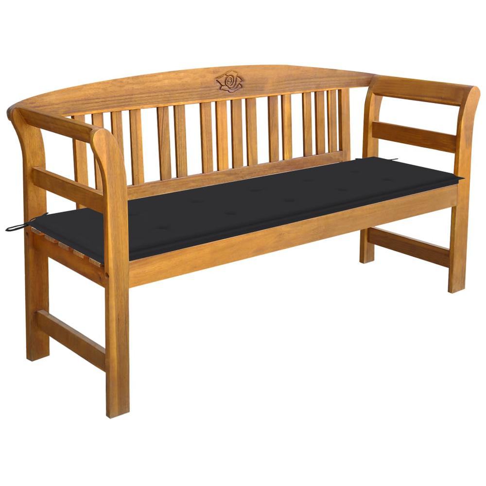 vidaXL Patio Bench with Cushion 61.8" Solid Acacia Wood, 3064266. Picture 1