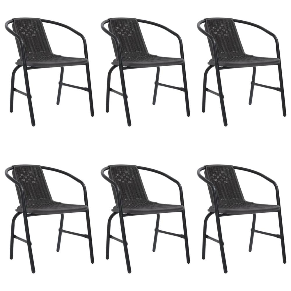 vidaXL Garden Chairs 6 pcs Plastic Rattan and Steel 242.5 lb. Picture 1