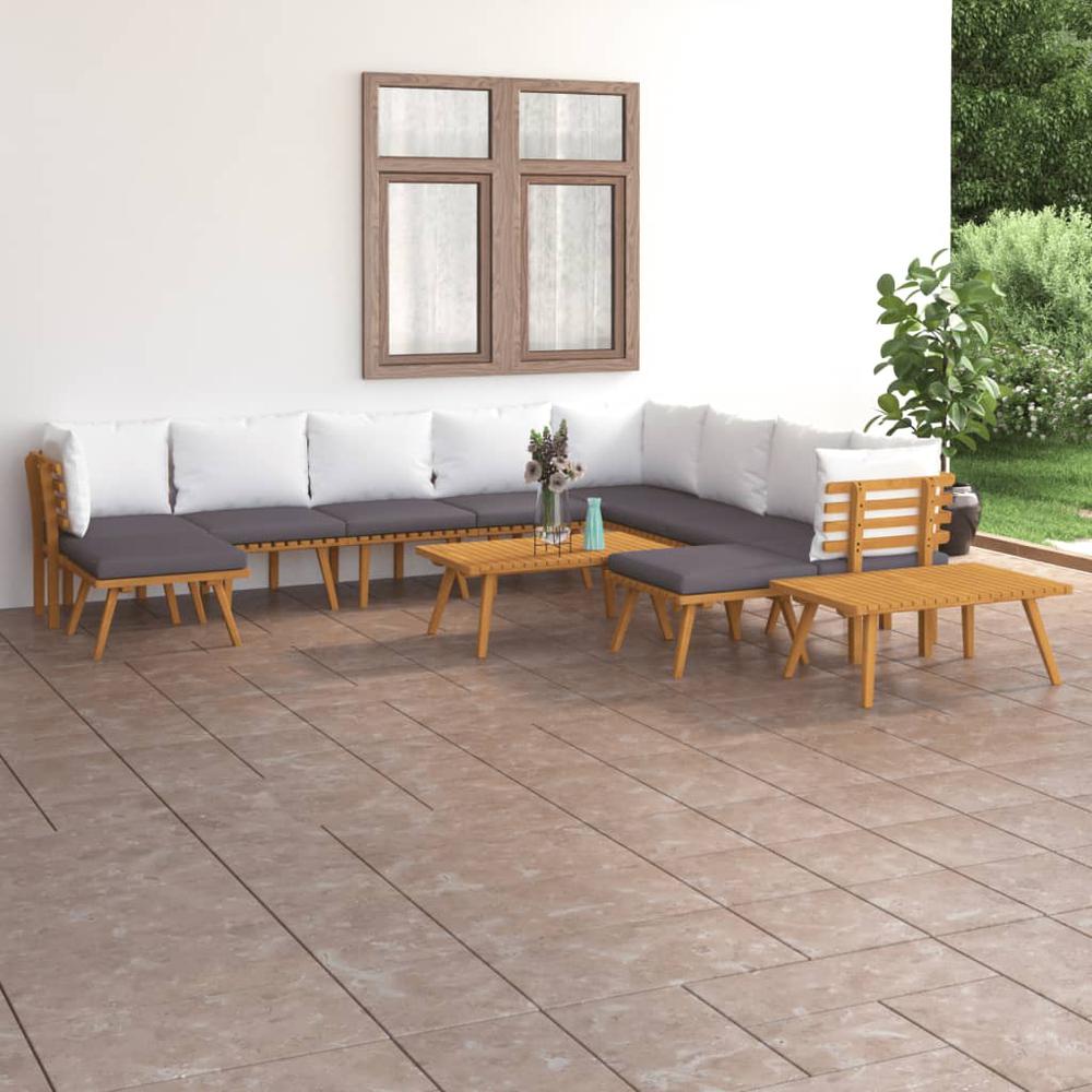 vidaXL 12 Piece Patio Lounge Set with Cushions Solid Acacia Wood, 3087021. Picture 1