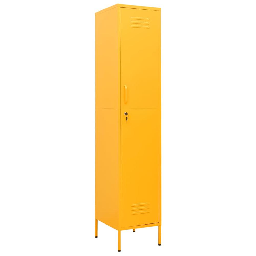 vidaXL Locker Cabinet Mustard Yellow 13.8"x18.1"x70.9" Steel. Picture 2