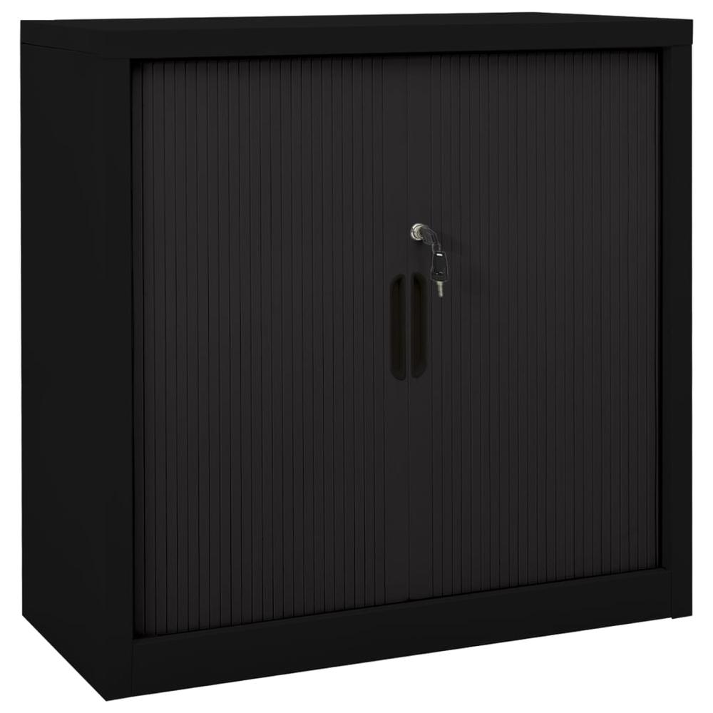 vidaXL Sliding Door Cabinet Black 35.4"x15.7"x35.4" Steel, 336431. Picture 1