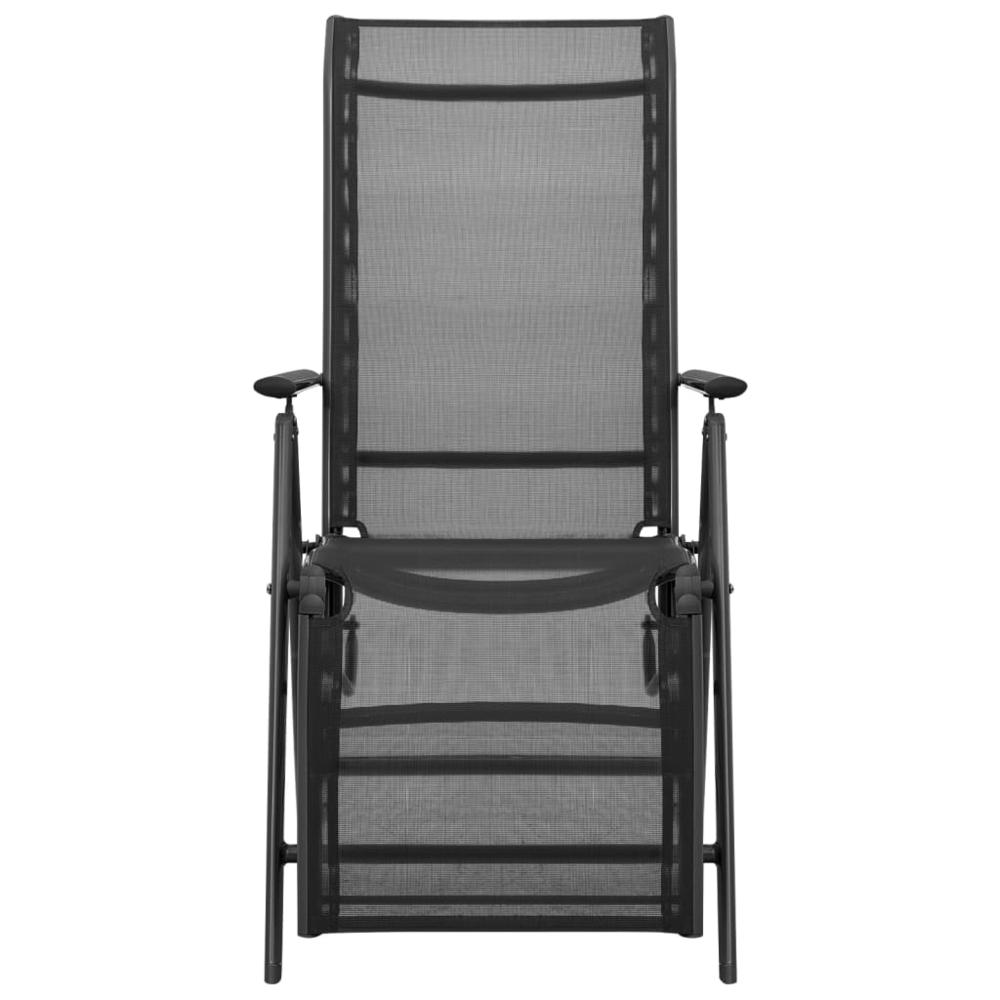 vidaXL Reclining Deck Chair Aluminum and Textilene Black. Picture 2