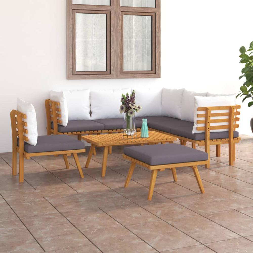 vidaXL 8 Piece Patio Lounge Set with Cushions Solid Acacia Wood, 3087016. Picture 1
