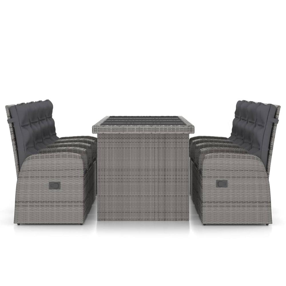vidaXL 9 Piece Patio Dining Set with Cushions Poly Rattan Gray, 3059340. Picture 3