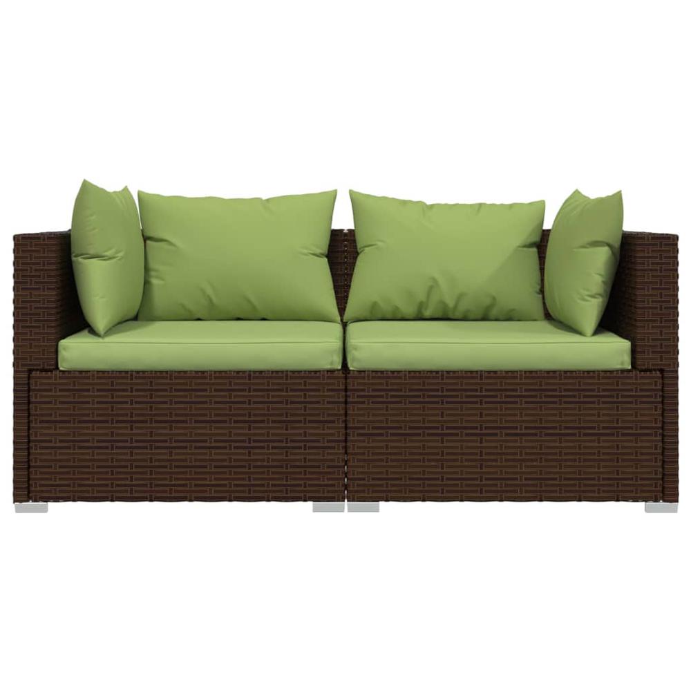 vidaXL 2-Seater Sofa with Cushions Brown Poly Rattan, 317553. Picture 3