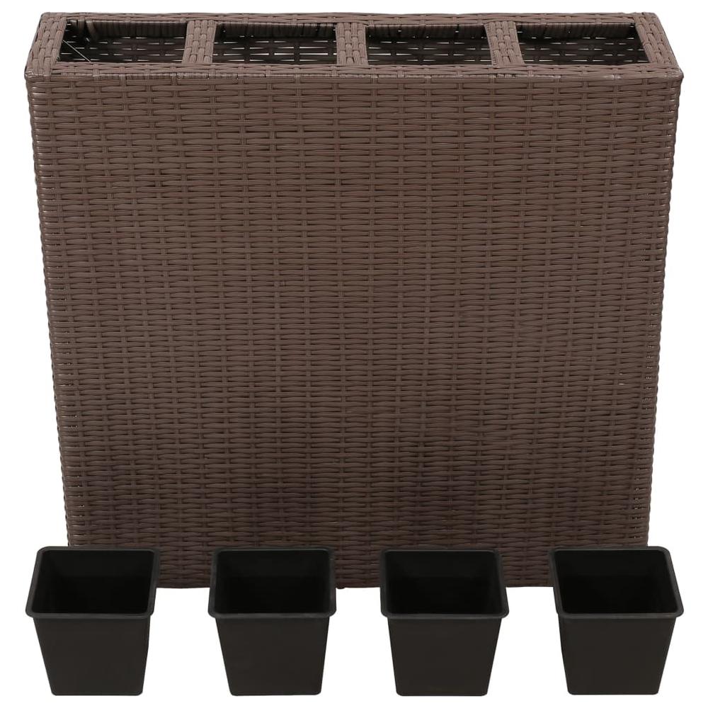 vidaXL Garden Raised Bed with 4 Pots 2 pcs Poly Rattan Brown. Picture 4