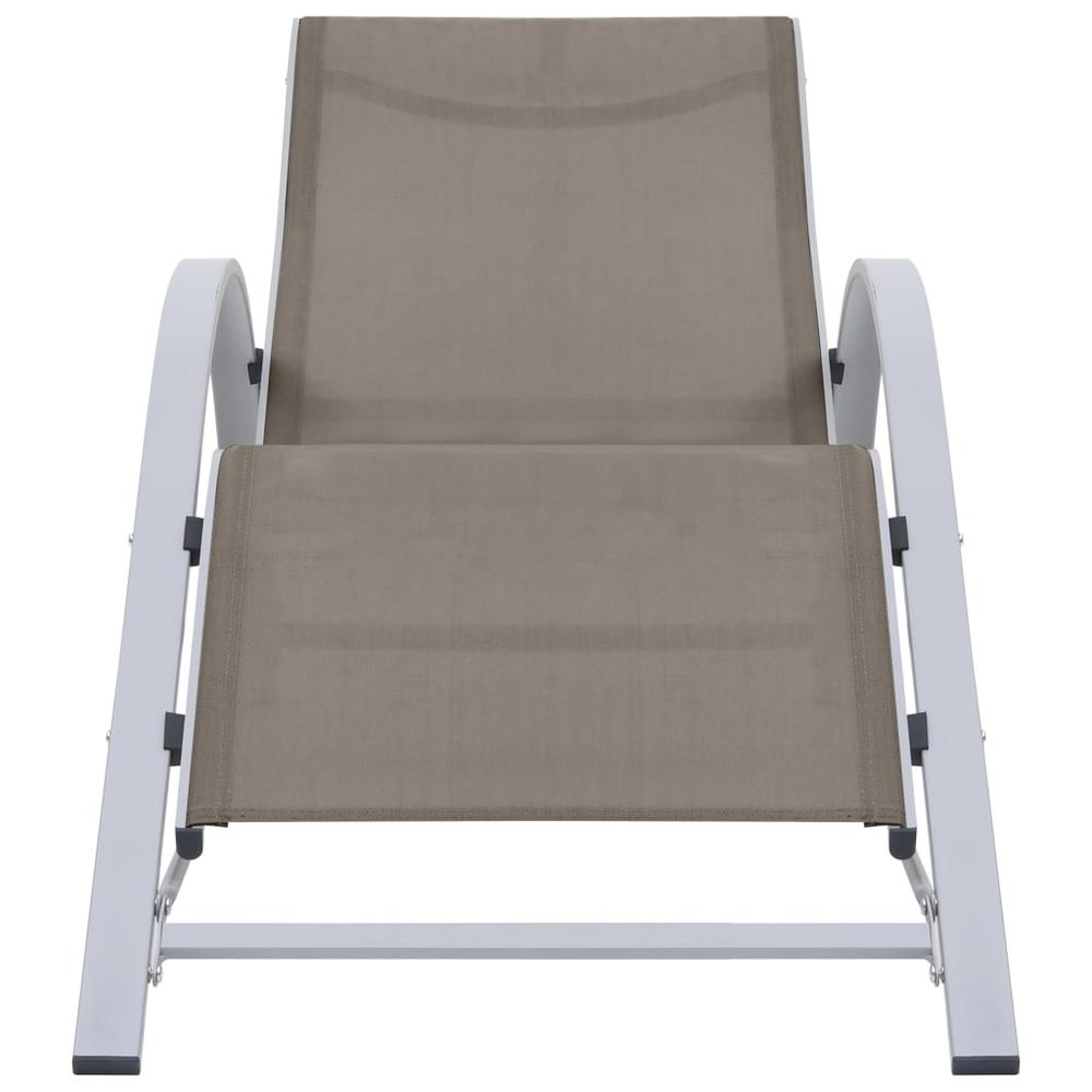 vidaXL Sun Loungers 2 pcs with Table Aluminum Taupe. Picture 4