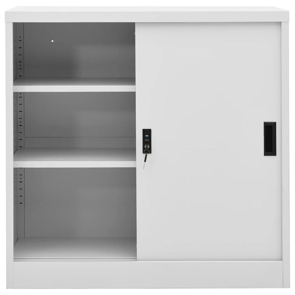 vidaXL Office Cabinet with Sliding Door Light Gray 35.4"x15.7"x35.4" Steel. Picture 3