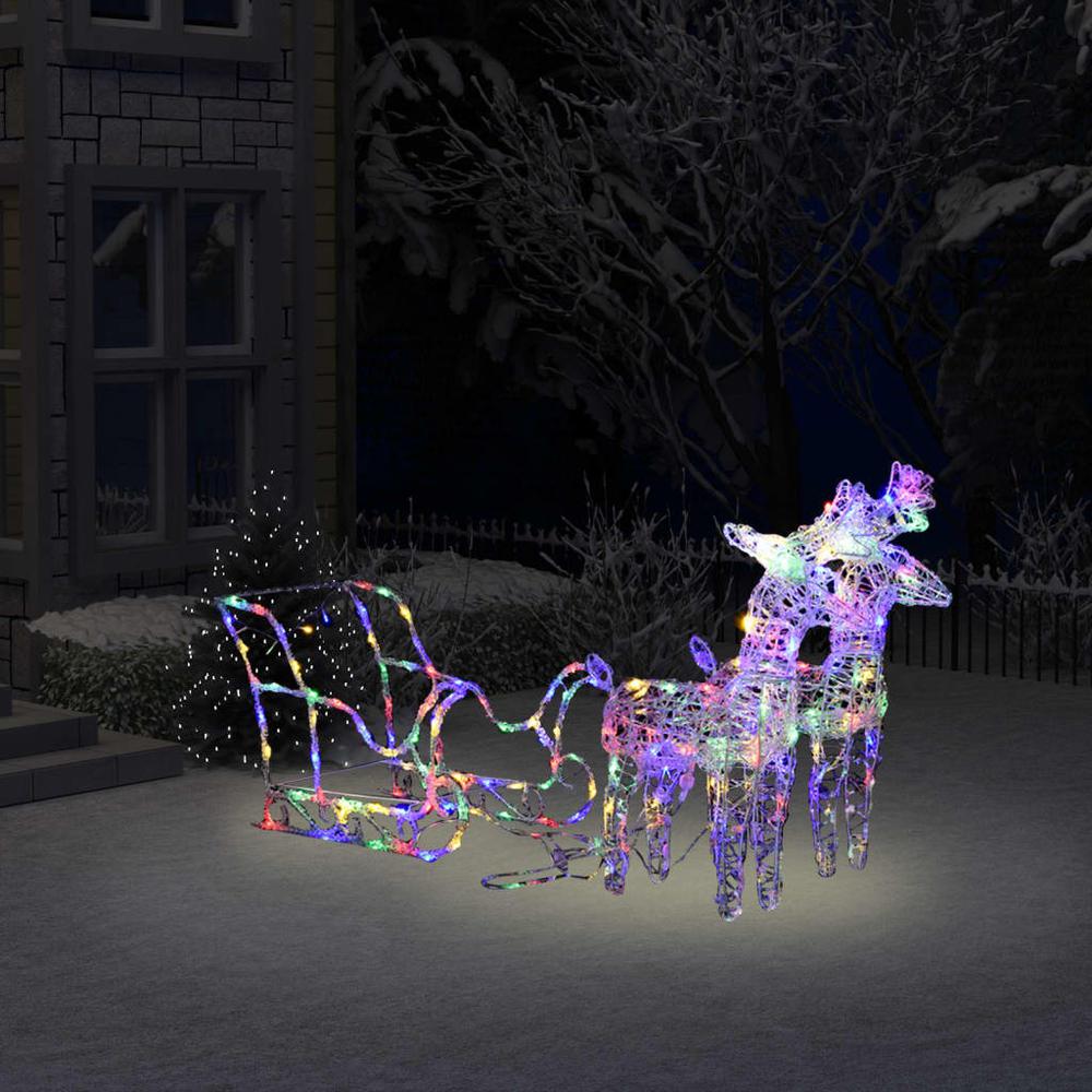 vidaXL Reindeers & Sleigh Christmas Decoration 160 LEDs 51.2" Acrylic, 328522. Picture 1