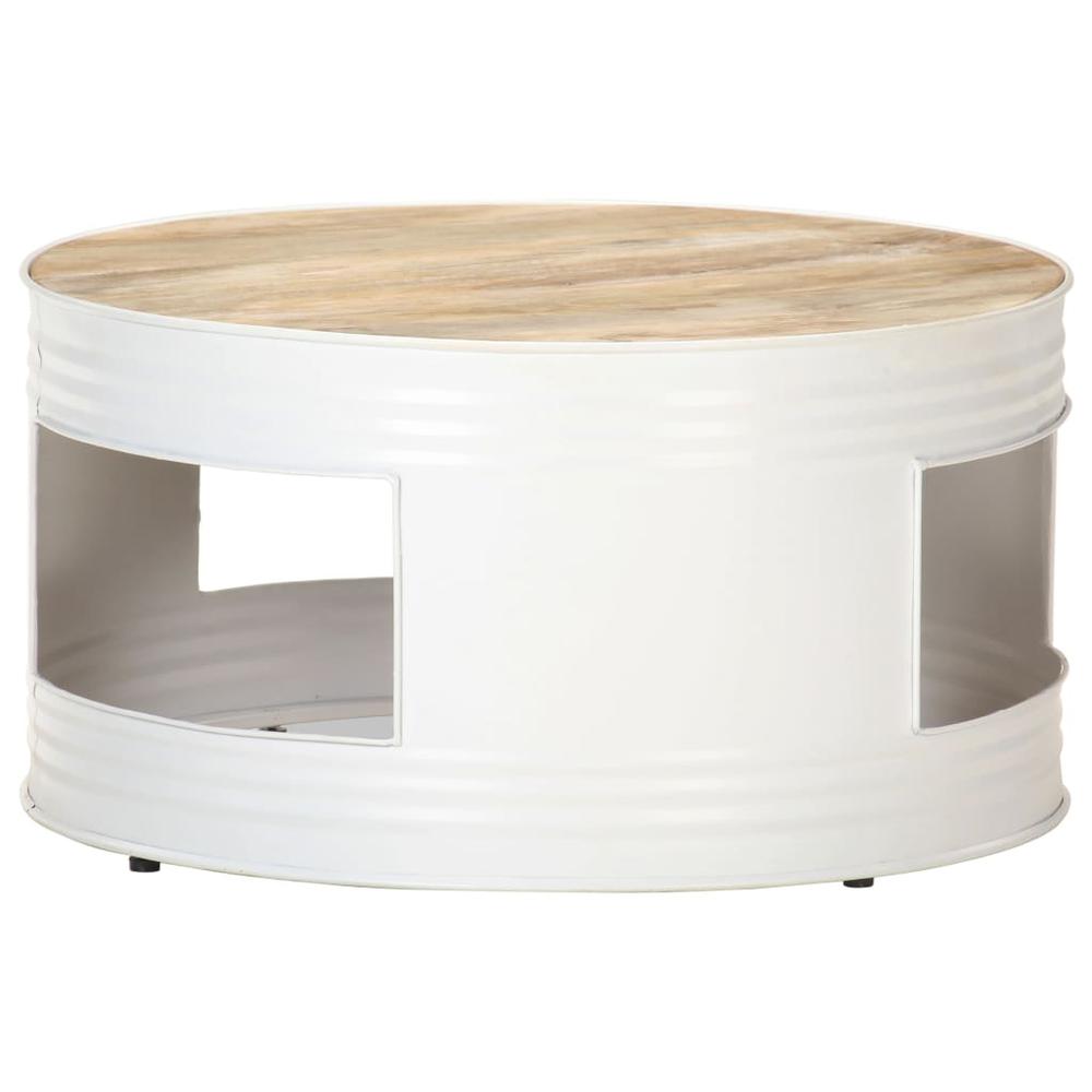 vidaXL Coffee Table White 26.8"x26.8"x14.2" Solid Mango Wood. Picture 1