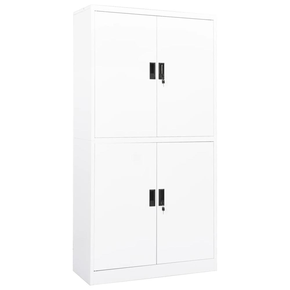 vidaXL Office Cabinet White 35.4"x15.7"x70.9" Steel, 335942. Picture 1