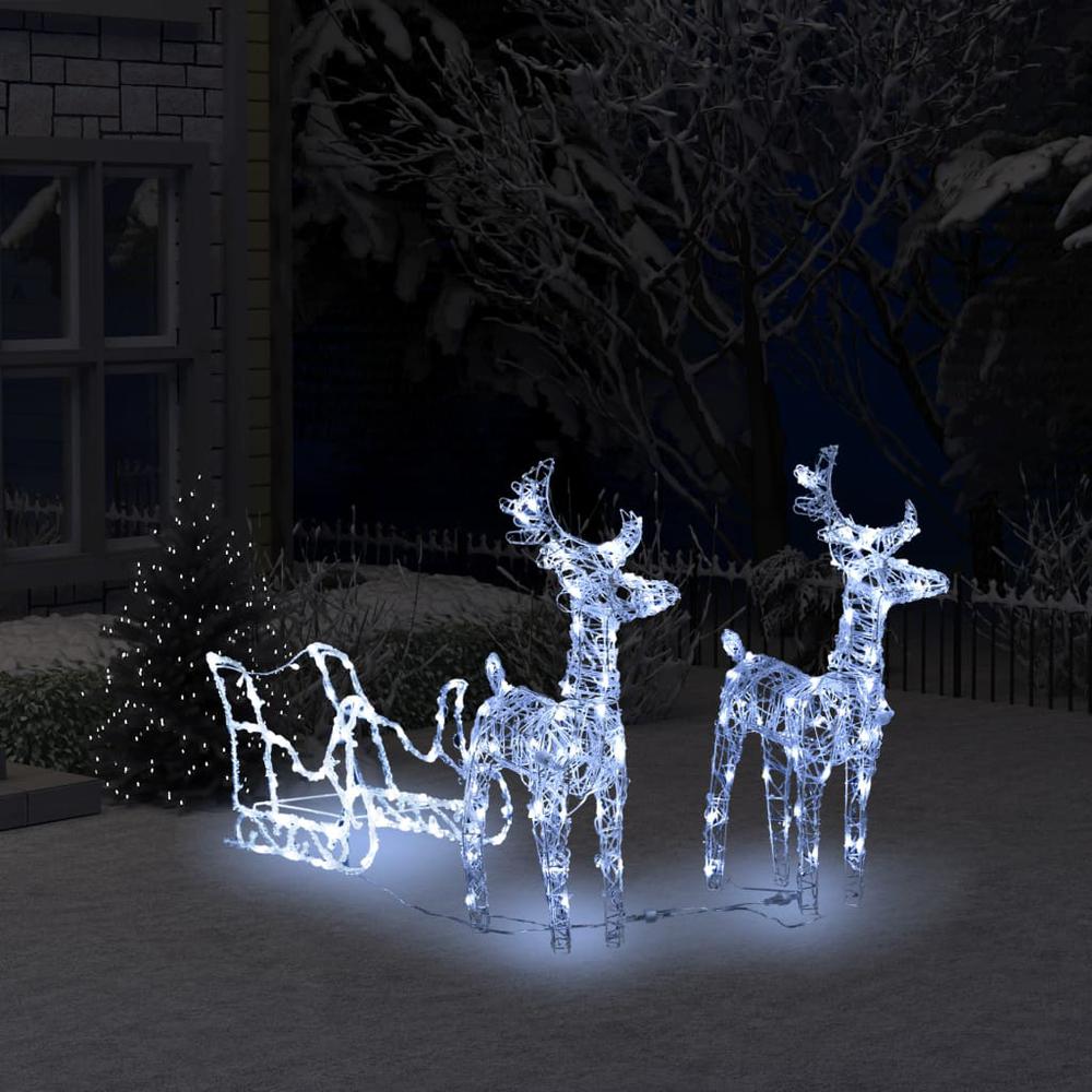 vidaXL Reindeers & Sleigh Christmas Decoration 160 LEDs 51.2" Acrylic, 289979. Picture 1