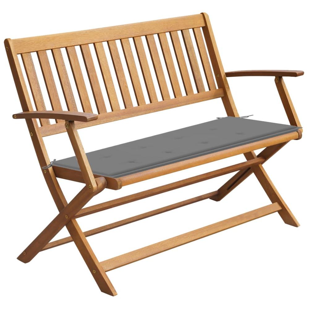 vidaXL Patio Bench with Cushion 47.2" Solid Acacia Wood, 3064240. Picture 1