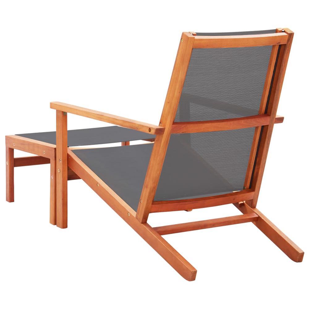 vidaXL Patio Chair with Footrest Solid Eucalyptus Wood&Textilene, 316123. Picture 4