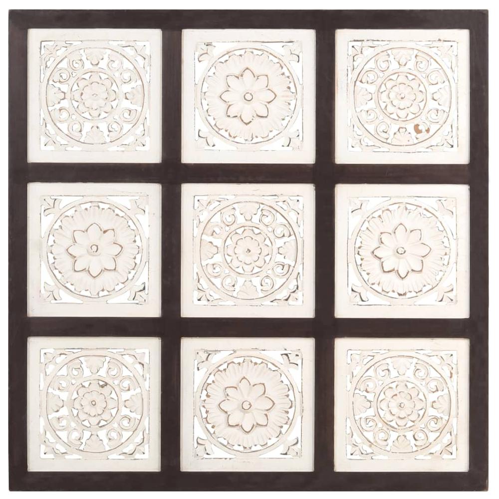 vidaXL Hand-Carved Wall Panel MDF 23.6"x23.6"x0.6" Brown and White. Picture 2