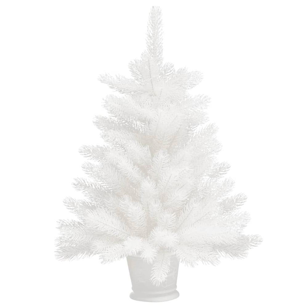 vidaXL Artificial Christmas Tree with LEDs&Ball Set White 25.6", 3077544. Picture 3