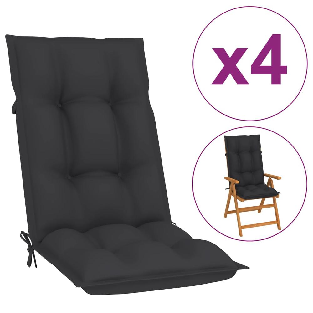 vidaXL Garden Chair Cushions 4 pcs Anthracite 47.2"x19.7"x2.8". Picture 1