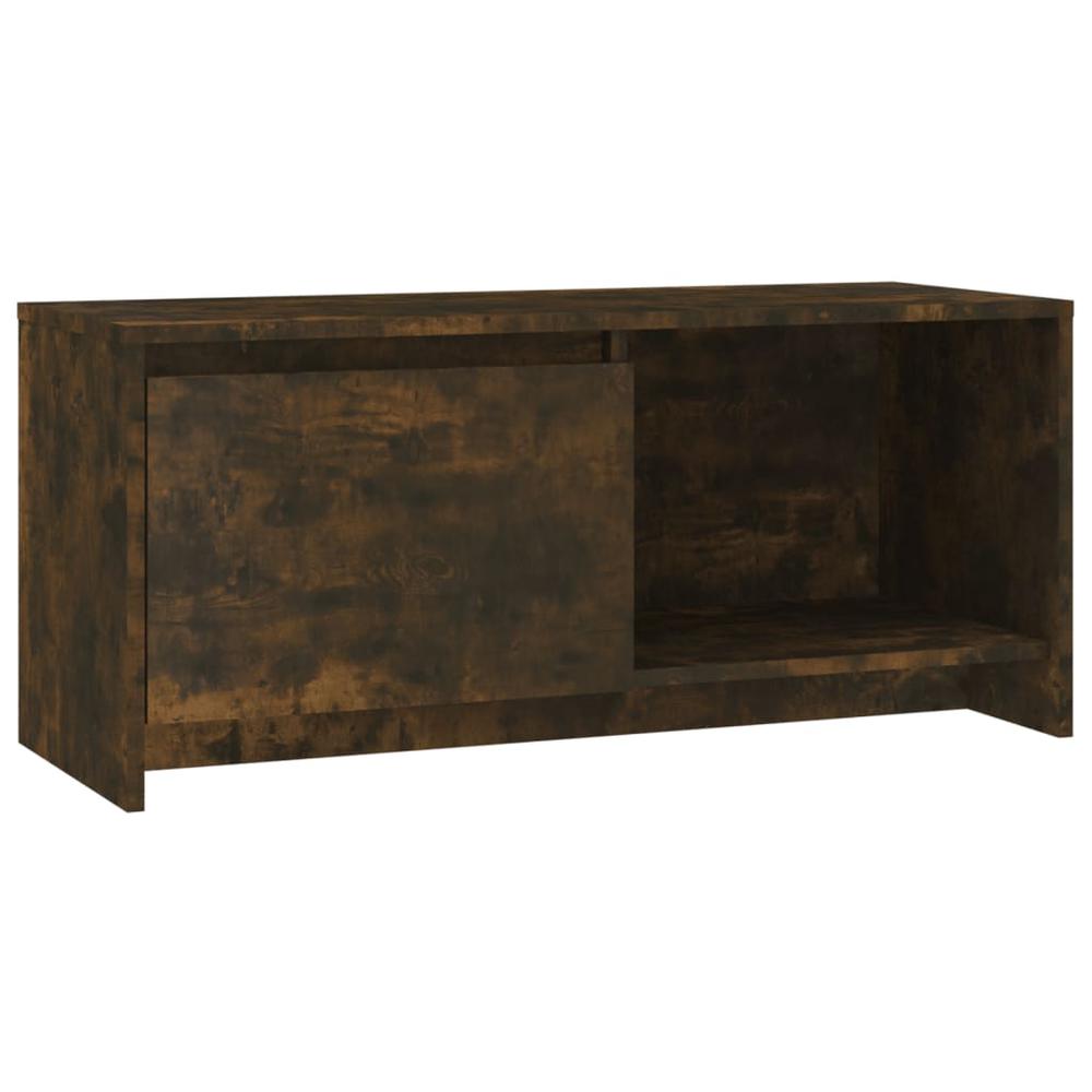 vidaXL TV Cabinet Smoked Oak 35.4"x13.8"x15.7" Engineered Wood. Picture 2
