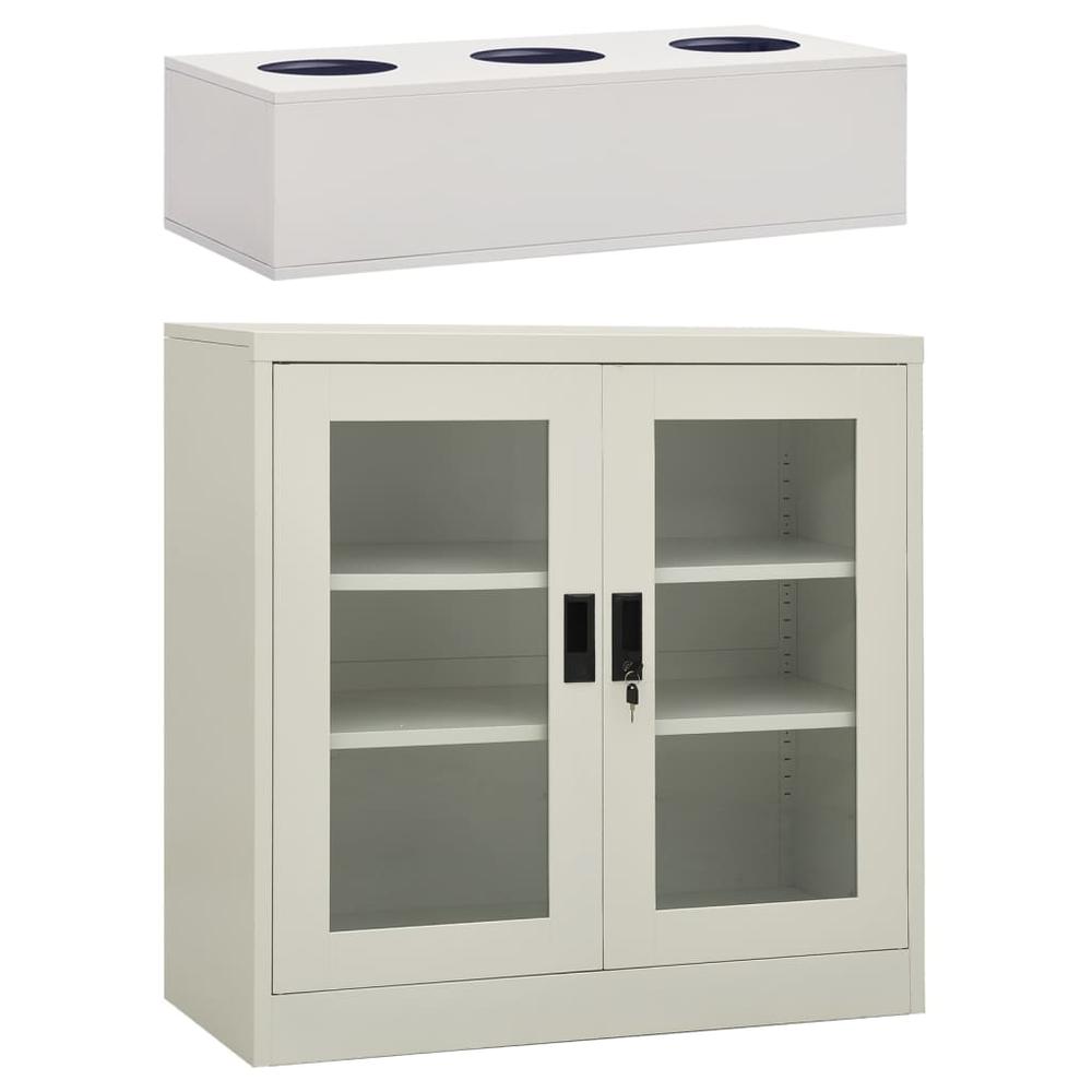 vidaXL Office Cabinet with Planter Box Light Gray 35.4"x15.7"x44.5" Steel. Picture 1