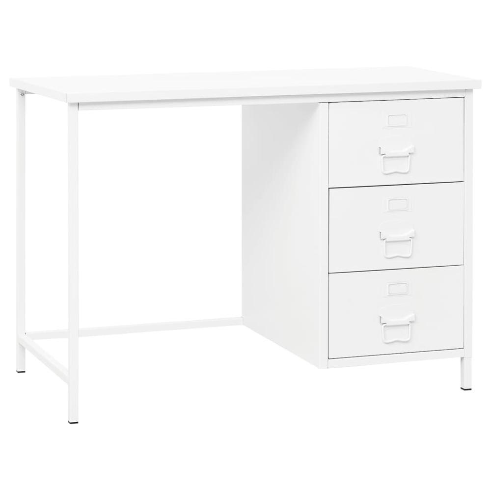 vidaXL Industrial Desk with Drawers White 41.3"x20.5"x29.5" Steel. Picture 1