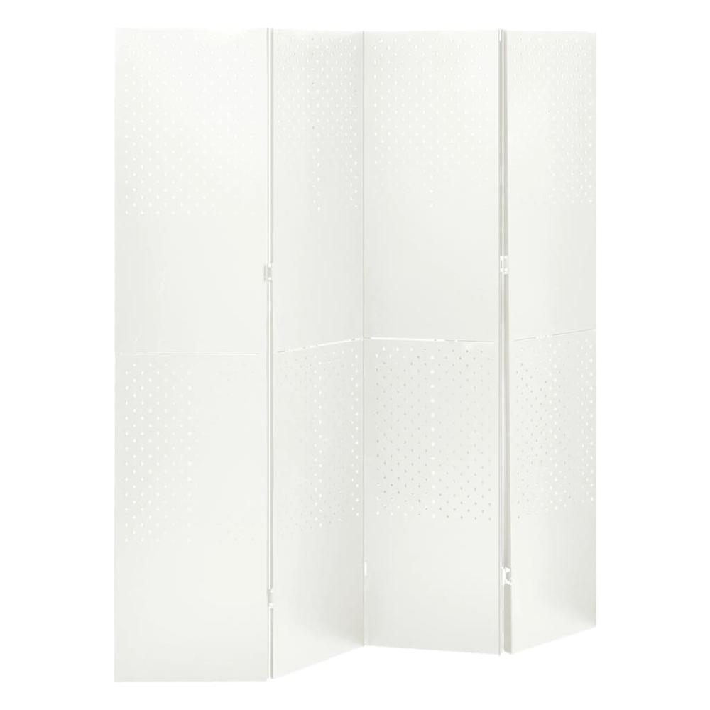 vidaXL 4-Panel Room Divider White 63"x70.9" Steel. Picture 1