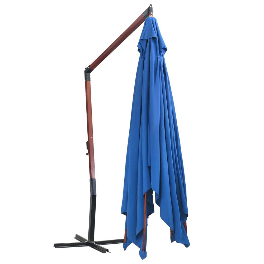 vidaXL Hanging Parasol with Wooden Pole 157.5"x118.1" Blue. Picture 4