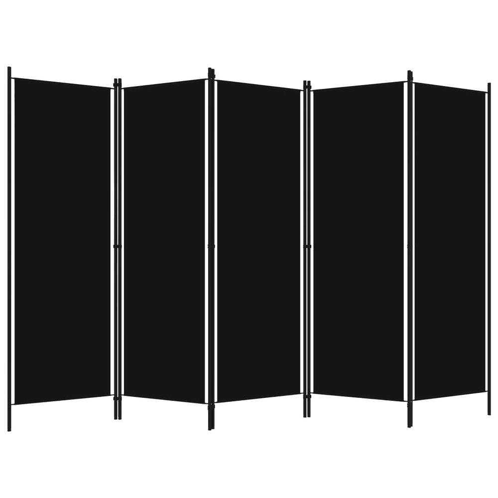 vidaXL 5-Panel Room Divider Black 98.4"x70.9". Picture 2