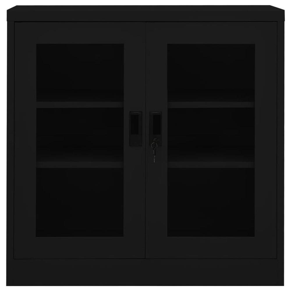 vidaXL Office Cabinet Black 35.4"x15.7"x35.4" Steel. Picture 2