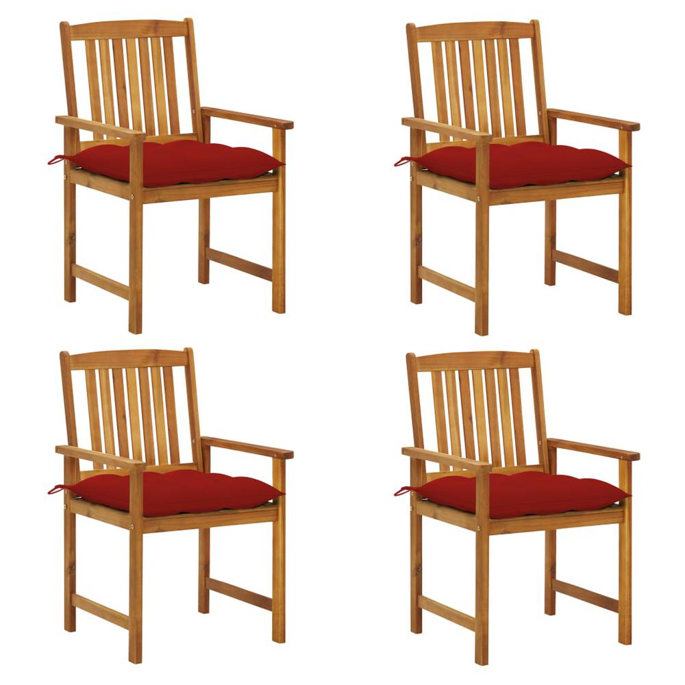 vidaXL Patio Chairs with Cushions 4 pcs Solid Acacia Wood, 3061210. Picture 1