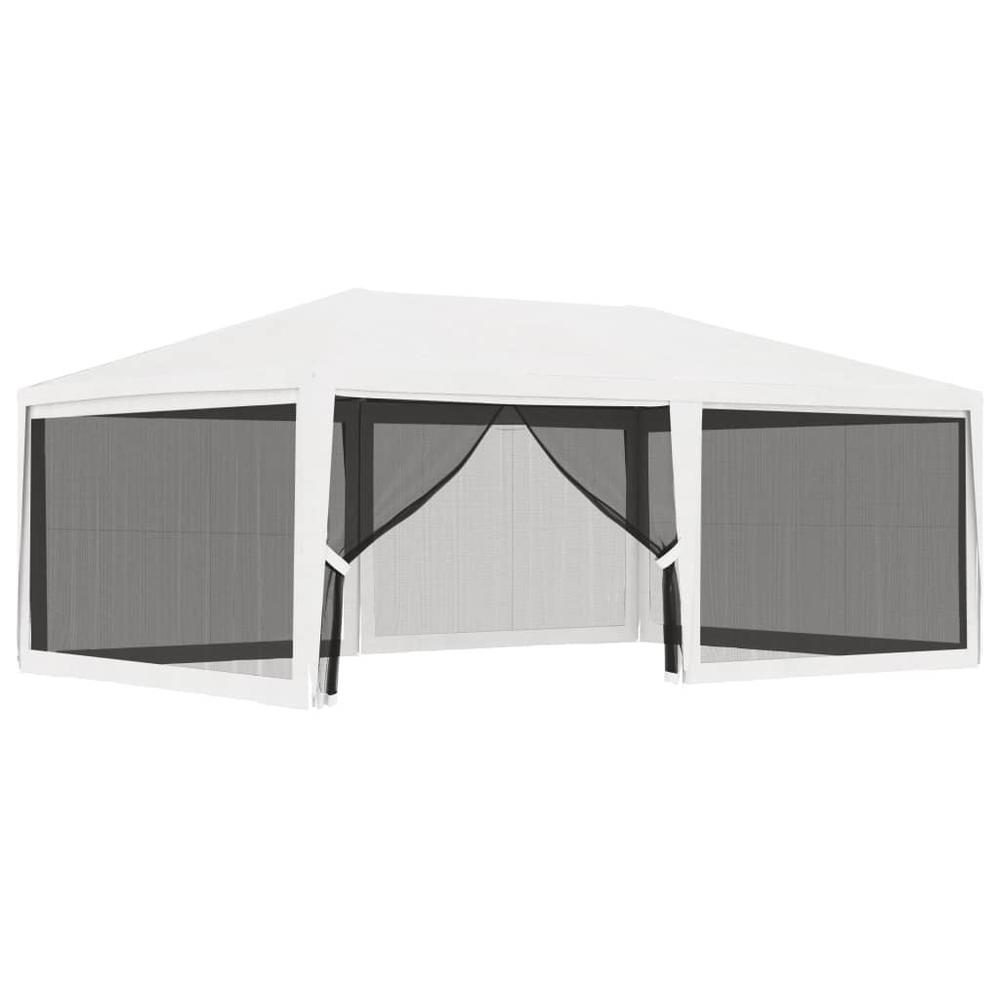vidaXL Party Tent with 4 Mesh Sidewalls 13.1'x19.7' White. Picture 2