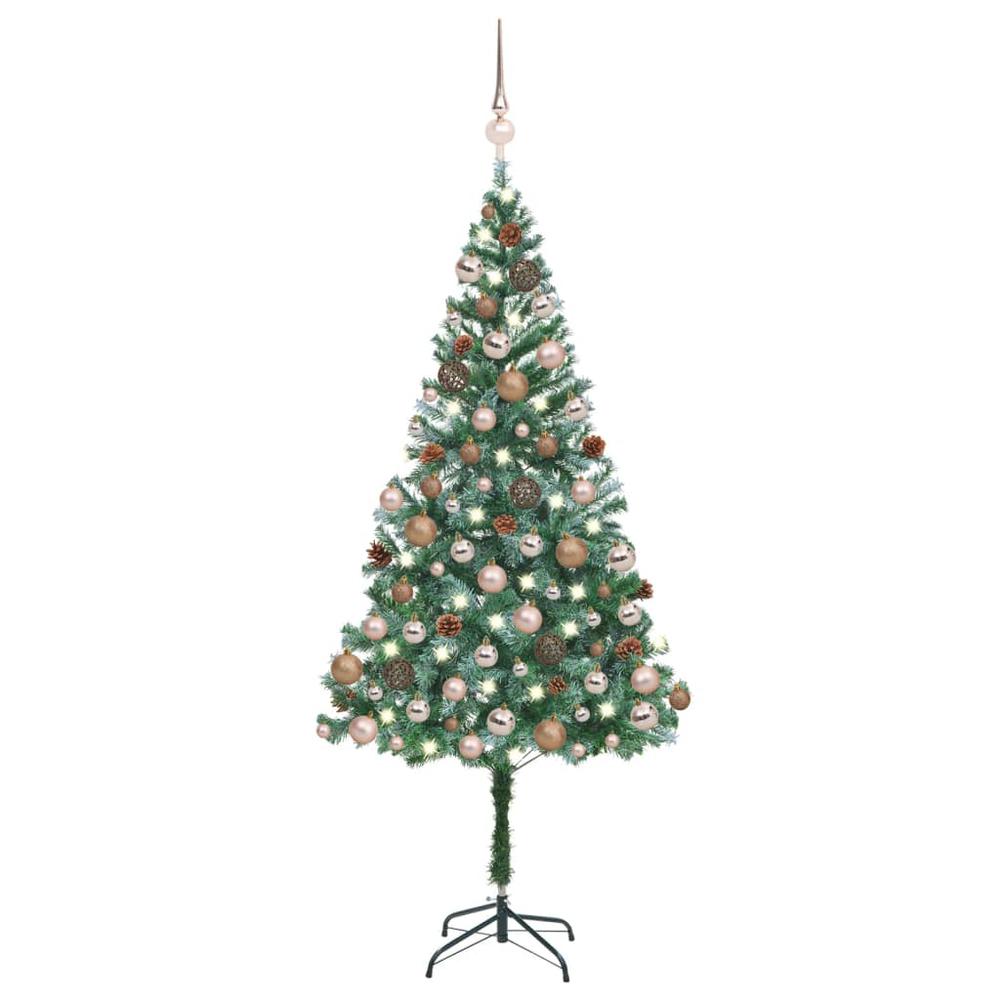 vidaXL Artificial Christmas Tree with LEDs&Ball Set Pinecones 70.9", 3077614. Picture 1