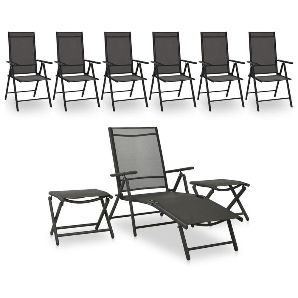 vidaXL 9 Piece Patio Lounge Set Black and Anthracite. Picture 1