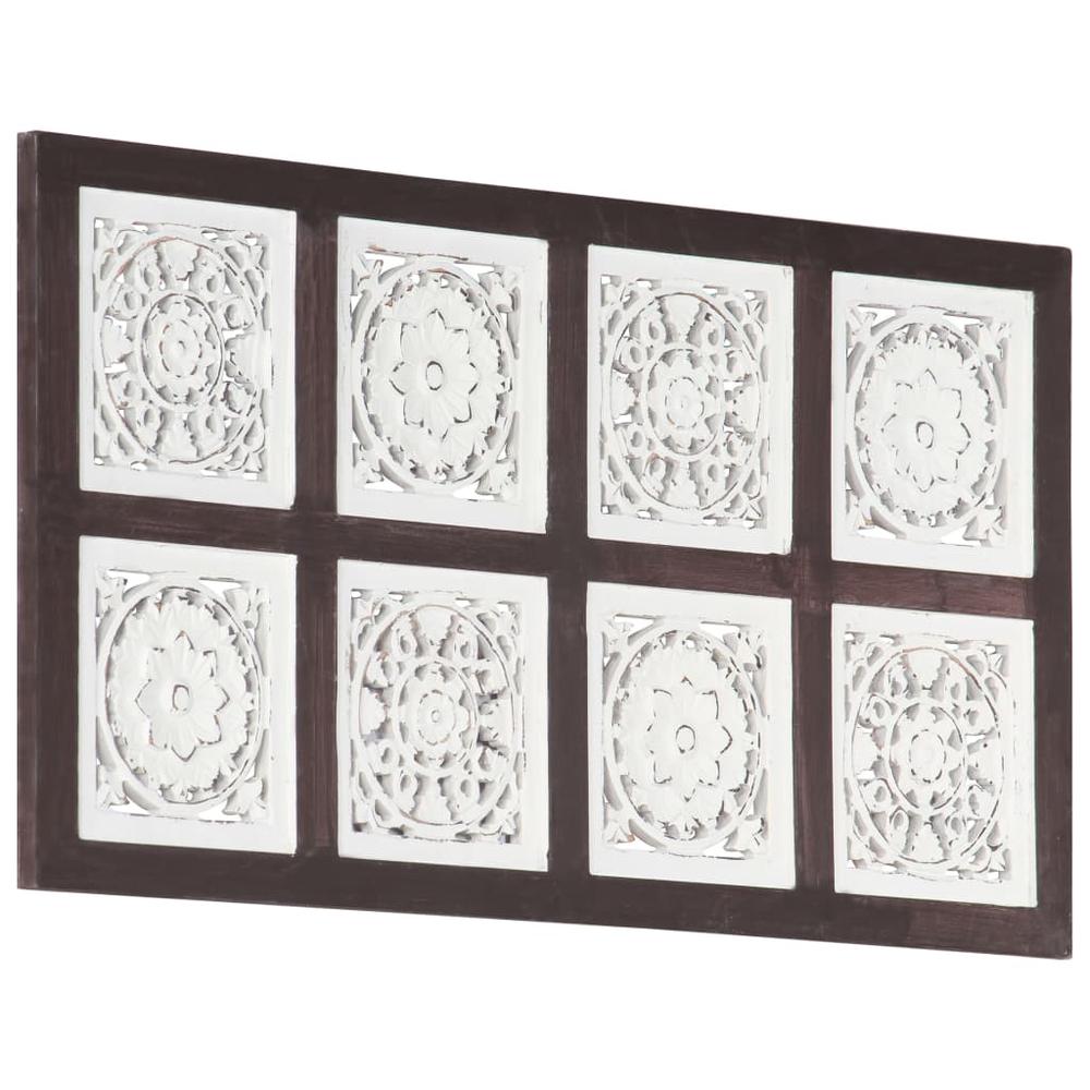 vidaXL Hand-Carved Wall Panel MDF 15.7"x31.5"x0.6" Brown and White. Picture 4