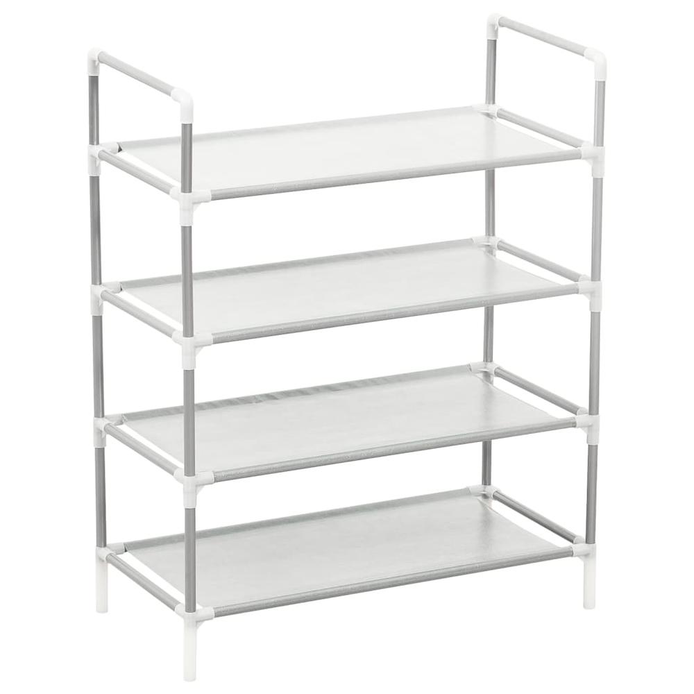 vidaXL Shoe Rack with 4 Shelves Metal and Non-woven Fabric Silver. Picture 4