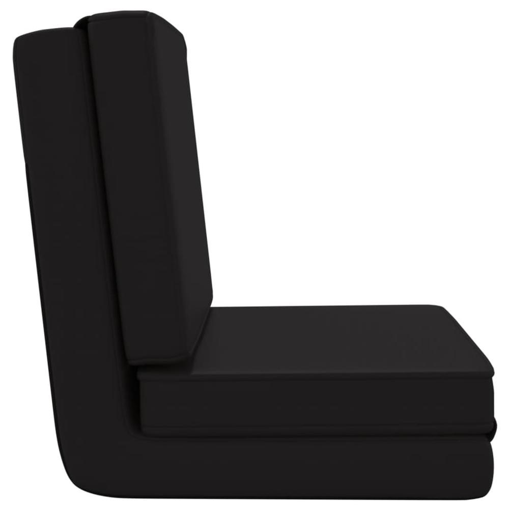 vidaXL Folding Floor Chair Black Faux Leather. Picture 4