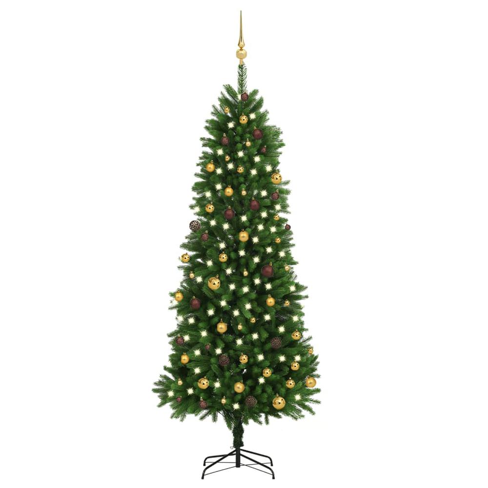 vidaXL Artificial Christmas Tree with LEDs&Ball Set 94.5" Green, 3077557. Picture 1