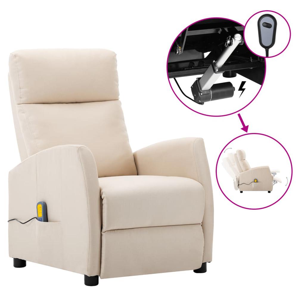 vidaXL Electric Massage Reclining Chair Cream Fabric. The main picture.