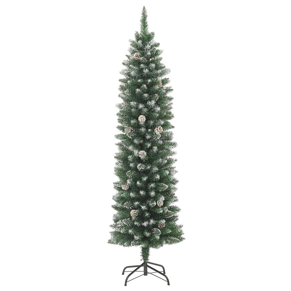 vidaXL Artificial Slim Christmas Tree with Stand 47.2" PVC. Picture 2