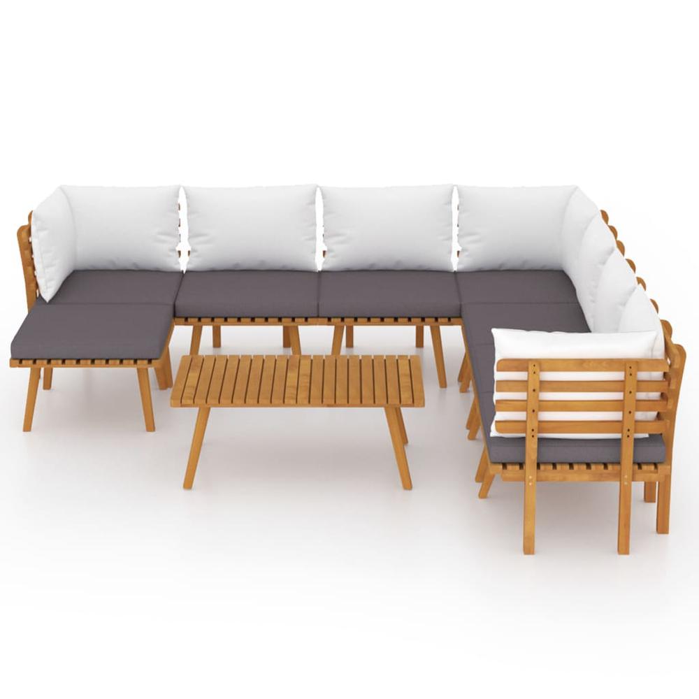 vidaXL 9 Piece Patio Lounge Set with Cushions Solid Acacia Wood, 3087022. Picture 3