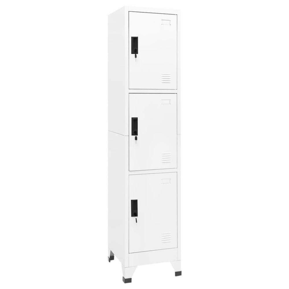 vidaXL Locker Cabinet White 15"x17.7"x70.9" Steel, 339780. Picture 1