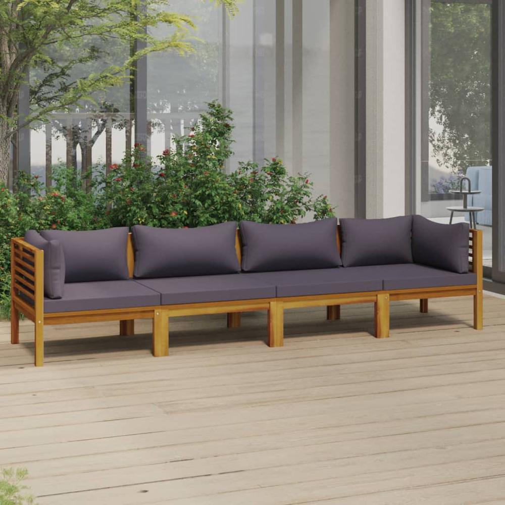 vidaXL 4-Seater Patio Sofa with Cushion Solid Acacia Wood, 3086901. Picture 1