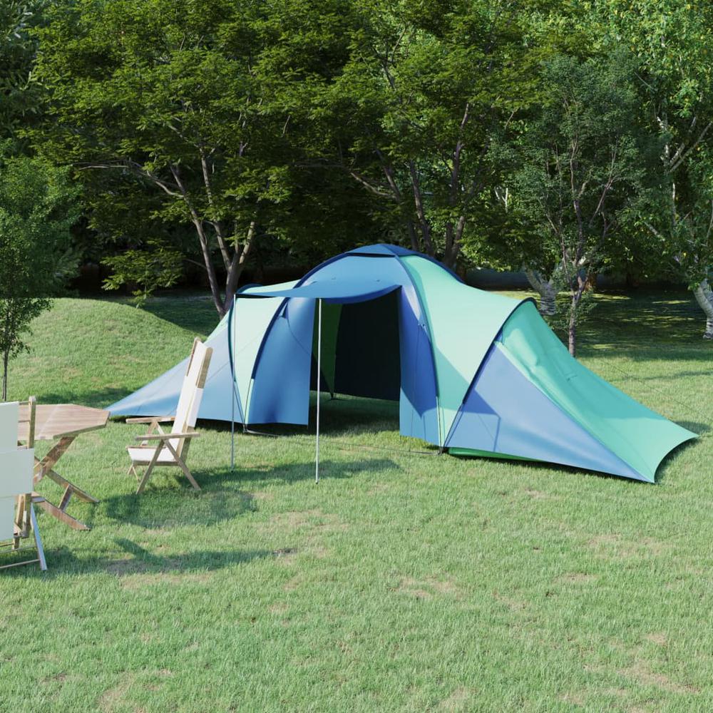 vidaXL Camping Tent 6 Persons Blue and Green. Picture 1