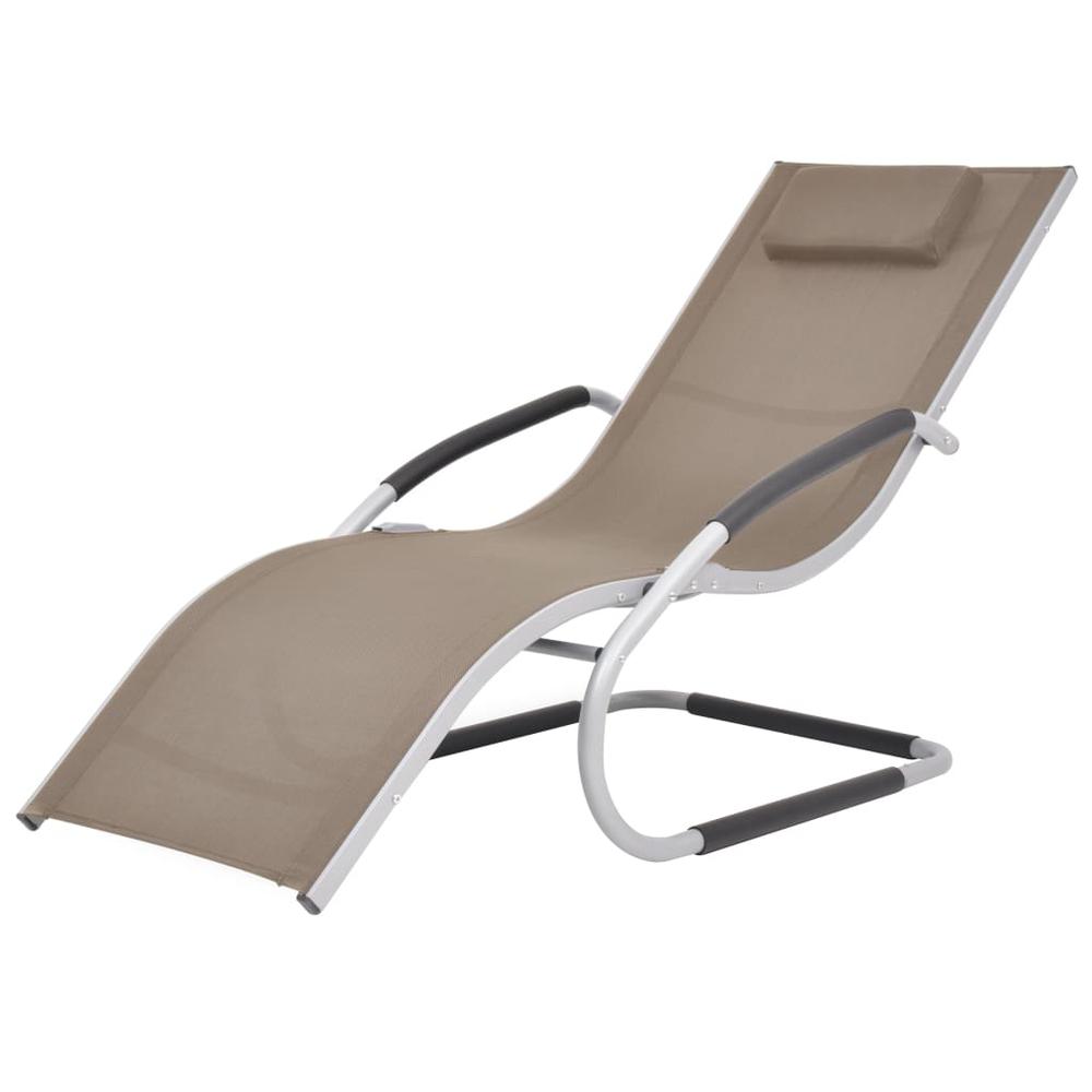 vidaXL Sun Lounger with Pillow Aluminum and Textilene Taupe. Picture 1