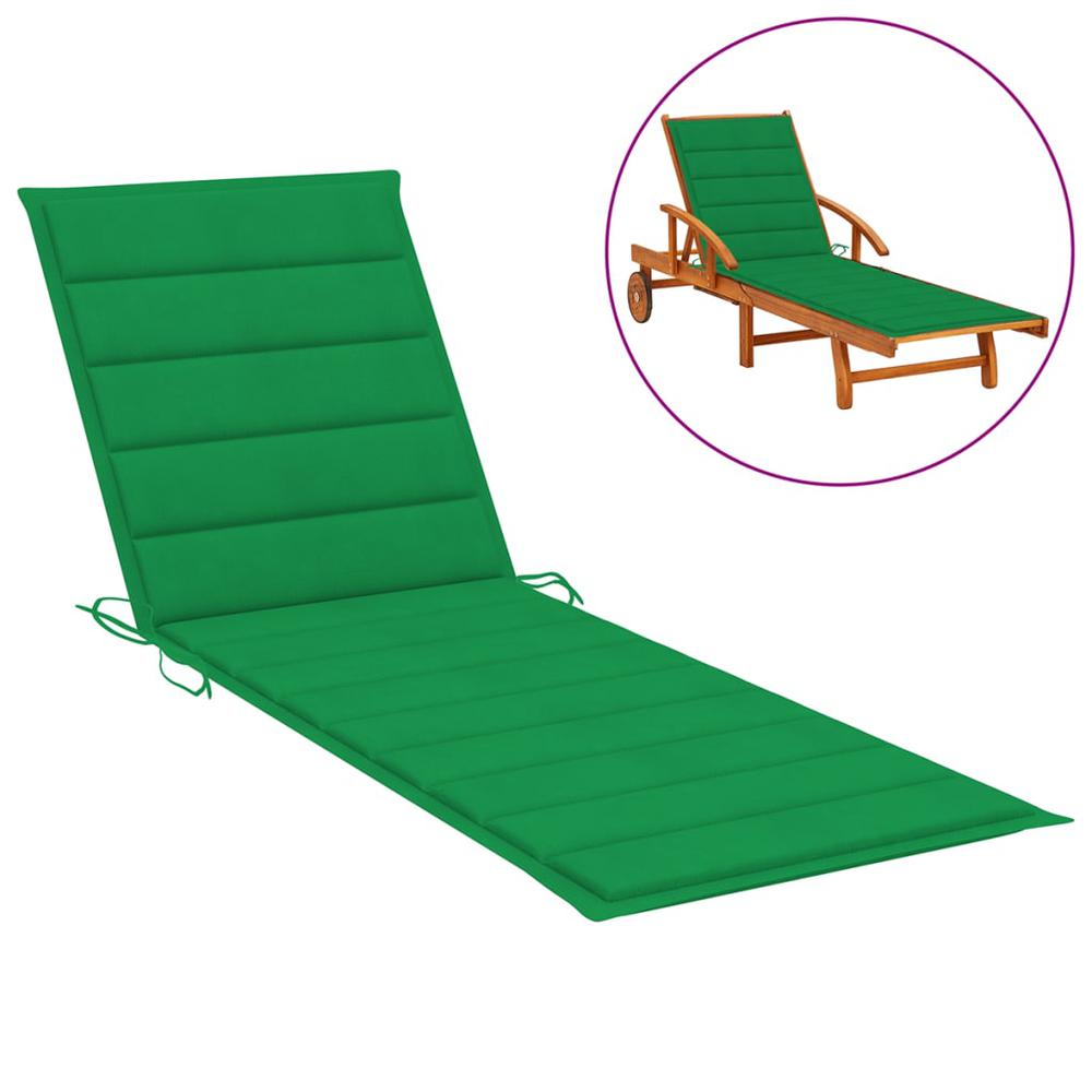 vidaXL Sun Lounger Cushion Green 78.7"x27.6"x1.2" Fabric. Picture 1