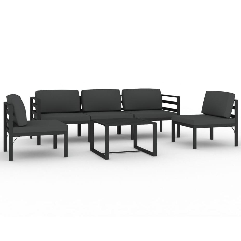 vidaXL 6 Piece Patio Lounge Set with Cushions Aluminum Anthracite, 3107791. Picture 2