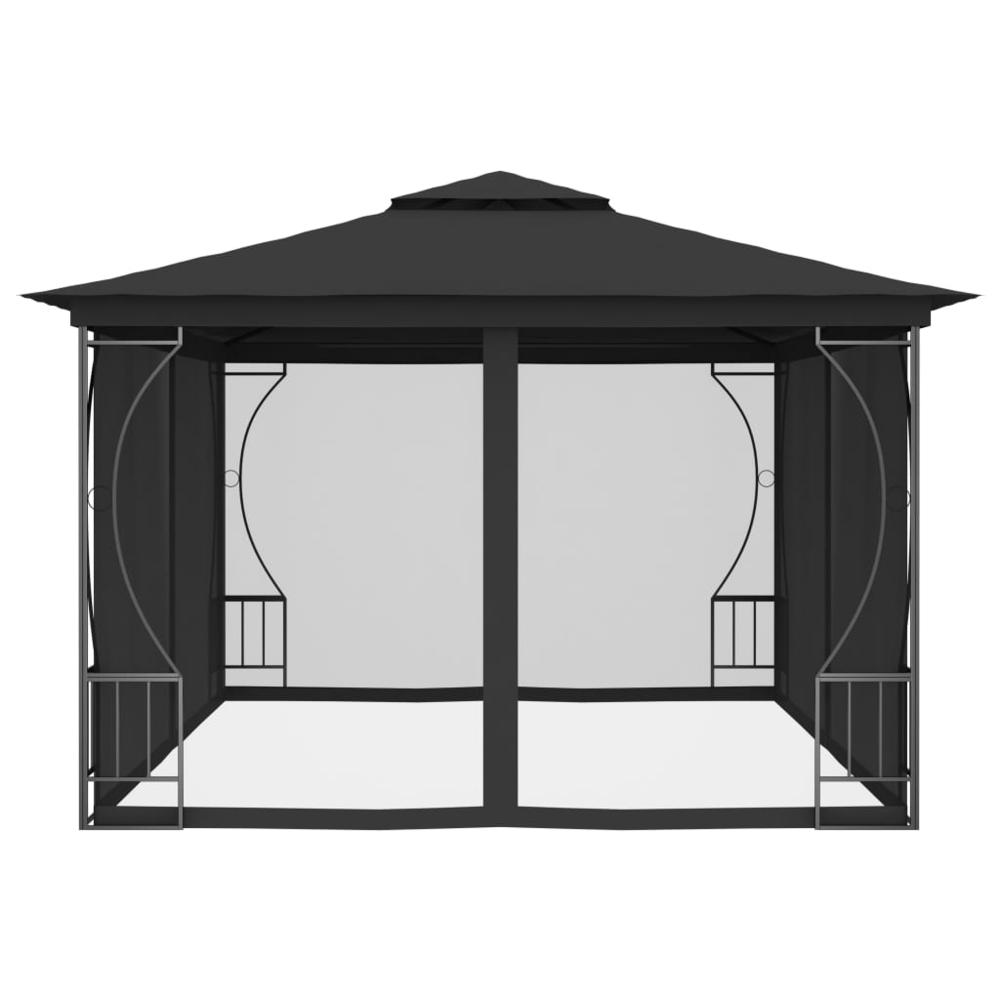 vidaXL Gazebo with Nets 9.8'x13.1'x8.7' Anthracite. Picture 3