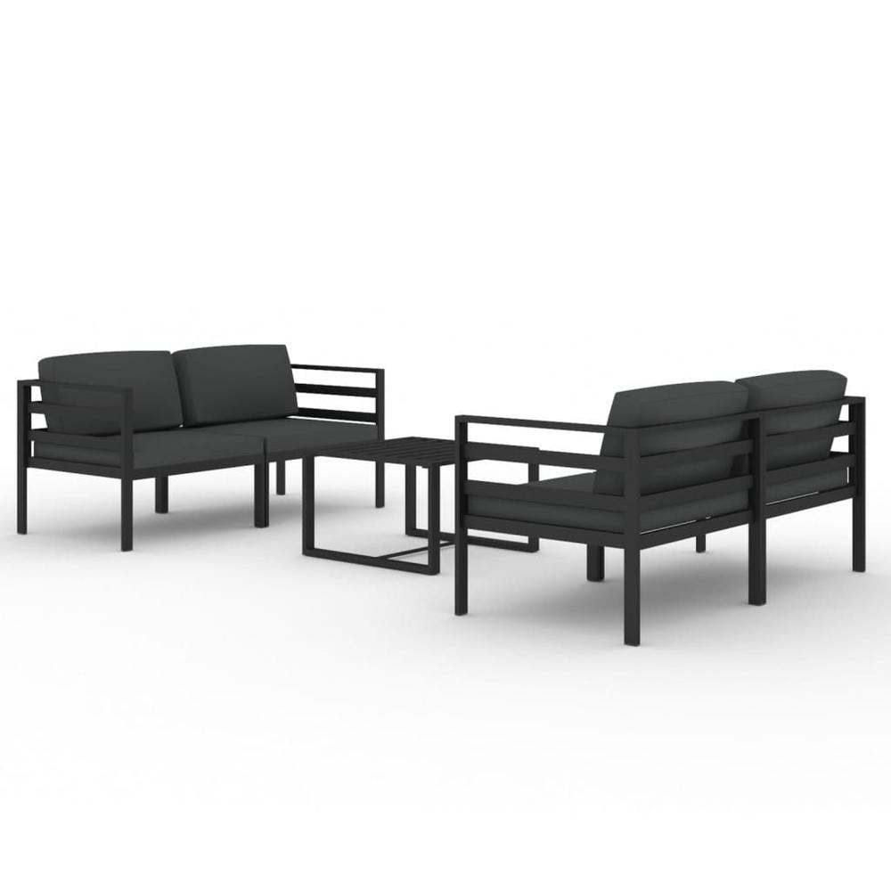 vidaXL 5 Piece Patio Lounge Set with Cushions Aluminum Anthracite, 3107808. Picture 2